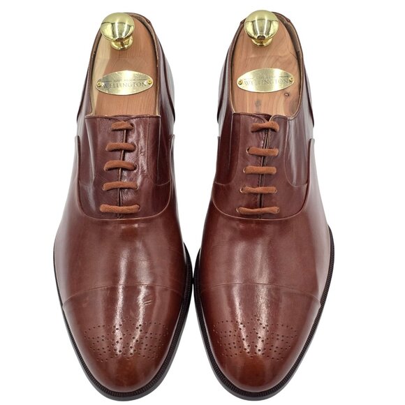 Vintage NEW R. Martegani Italy Mens 9D Brown Leather Oxfords Dress Shoes Italian main image 6